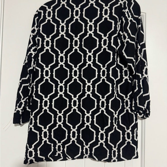 Escapada Top Pullover Tunic Side Split Blouse Black White 3/4 Sleeves V-neck XS - Picture 2 of 4